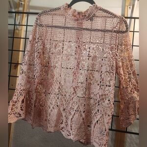 BOLD elements Lace Blouse - Soft Pink Pit=22 L=25